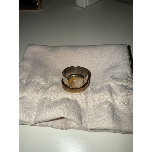 SILPADA Sterling Silver Ring Size 8 Womens Citrine Artisan Tri Tone Copper Wide - Picture 4 of 5